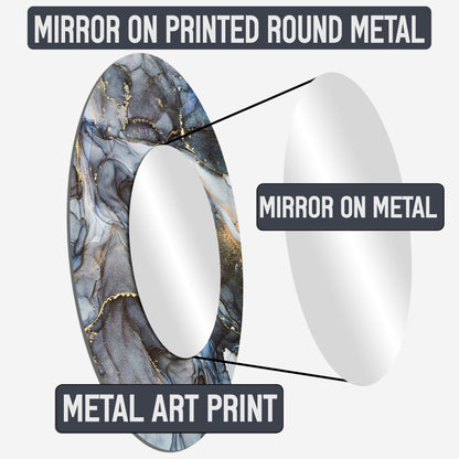 Designart Gold Black Timeless Turn abstract spirals Living Room Mirror - Gold Modern Large Round Mirror