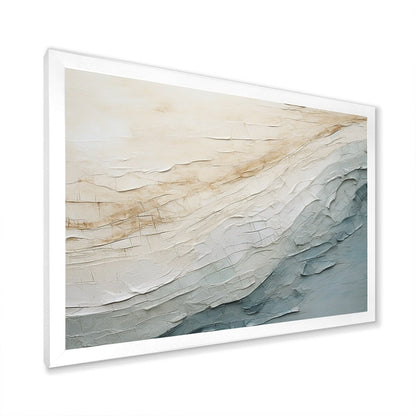 Designart Minimalism Beige And Grey Wave Horizon I Coastal Minimalism Framed Wall Decor