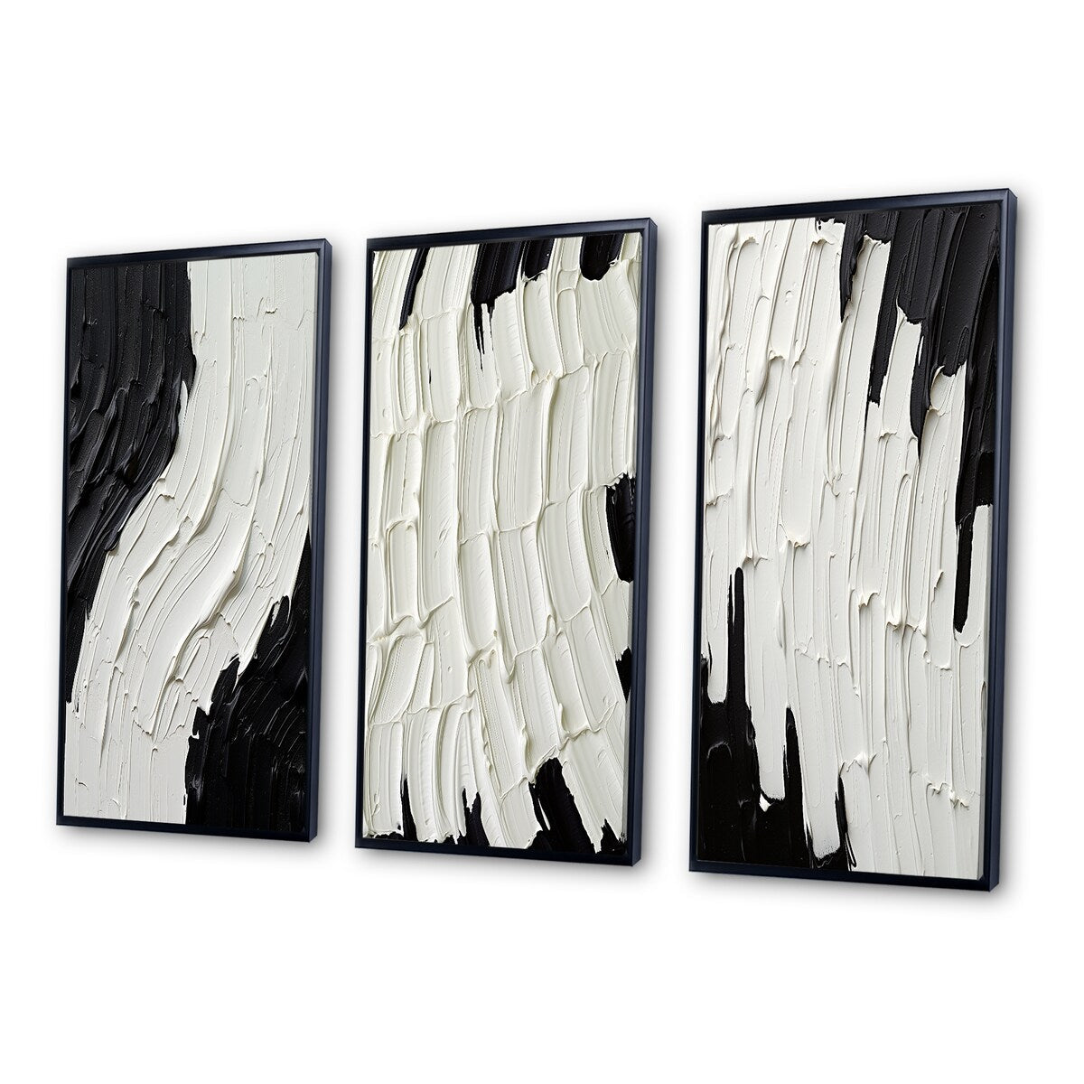 Designart Momentary Spirit Black And White Abstract II Abstract Painting Frame Gallery Wall Set Of 3 For Home Decor