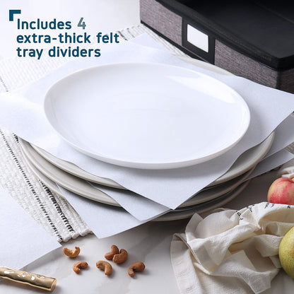 StorageBud Dinnerware Storage Containers - Stackable Holders for Plates, Cups, Flatware, Stemware, & Platter Sets