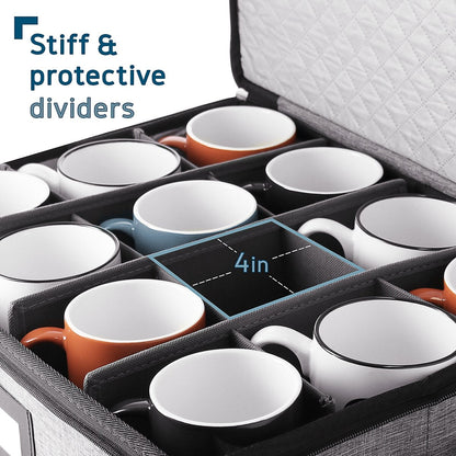 StorageBud Dinnerware Storage Containers - Stackable Holders for Plates, Cups, Flatware, Stemware, & Platter Sets