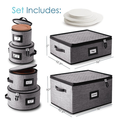 StorageBud Dinnerware Storage Containers - Stackable Holders for Plates, Cups, Flatware, Stemware, & Platter Sets