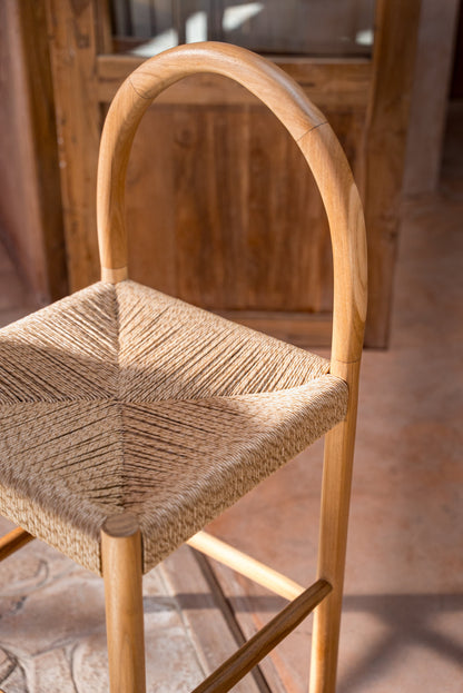 Eva Curved Back Indoor Outdoor Teak Counter Stool