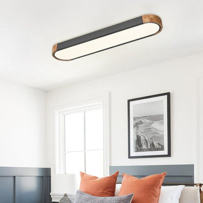 Farmhouse Wood Long Oval Dimmable LED Flush Mount - 37 3000k/6000k