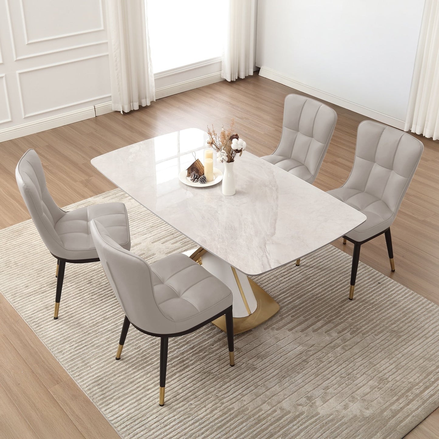 Faux Leather Upholstered Dining Chairs Set of 2/4