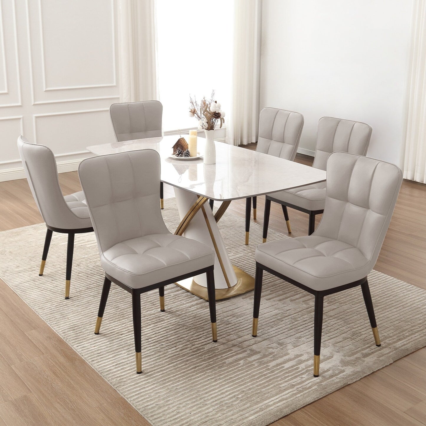 Faux Leather Upholstered Dining Chairs Set of 2/4