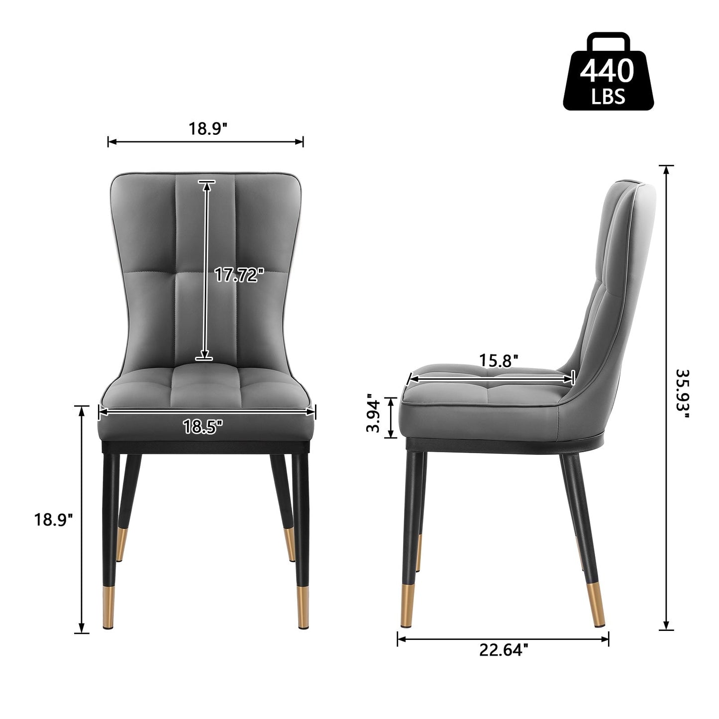 Faux Leather Upholstered Dining Chairs Set of 2/4