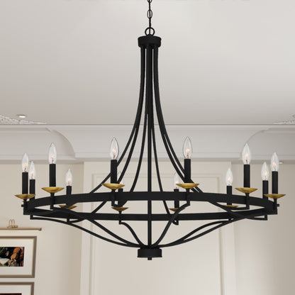 Fidenza 12-light Modern Farmhouse Empire Wagon Wheel Chandelier with UL - D40'' * H135''