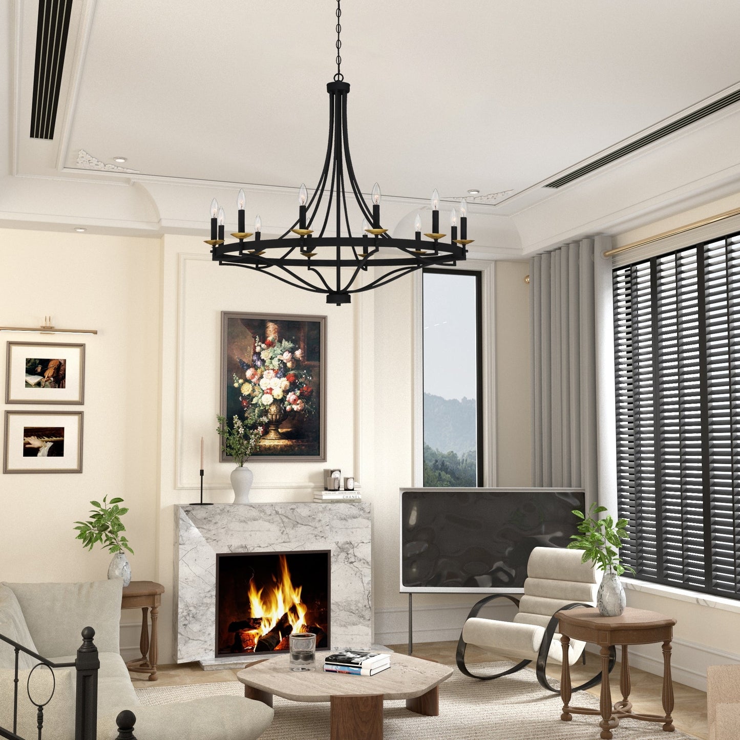 Fidenza 12-light Modern Farmhouse Empire Wagon Wheel Chandelier with UL - D40'' * H135''