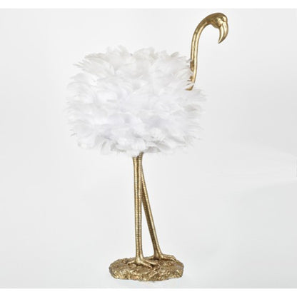 Flamingo Table Lamp - White and Gold - 30.5 H - 30H x 19W x 14D