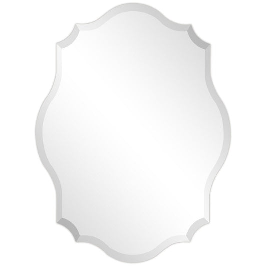 Frameless Beveled Oblong Elegant Scalloped Wall Mirror