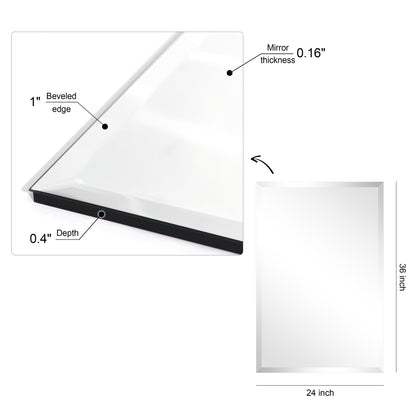 Frameless Beveled Prism Wall Mirror-Square/Rectangluar - Clear