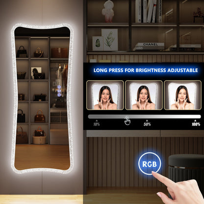 Full Length Mirror with RGB Lights - White