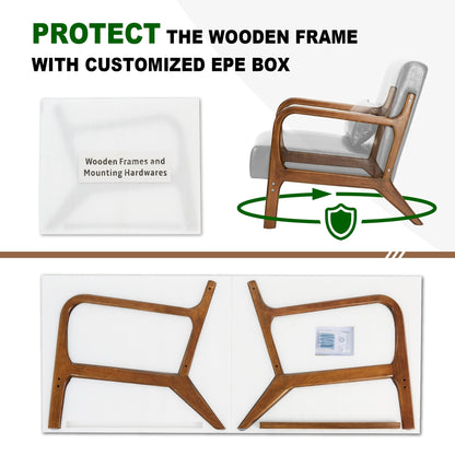 Glitzhome 30.75H Mid-Century Modern PU Leather Armchair Accent Chair with Pillow - 25.75W x 33.75D x 30.75H