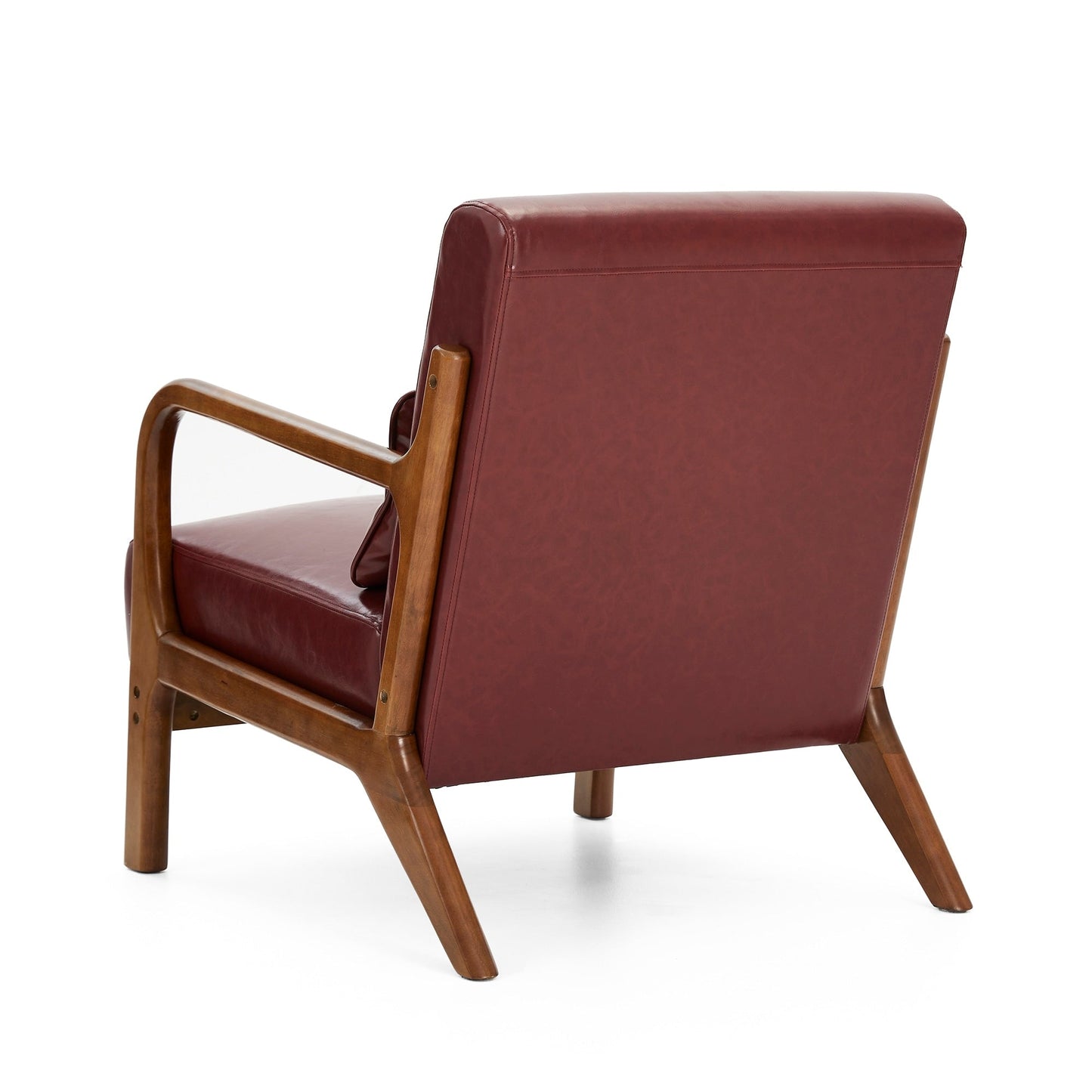 Glitzhome 30.75H Mid-Century Modern PU Leather Armchair Accent Chair with Pillow - 25.75W x 33.75D x 30.75H