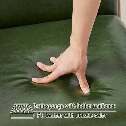 Glitzhome 30.75H Mid-Century Modern PU Leather Armchair Accent Chair with Pillow - 25.75W x 33.75D x 30.75H