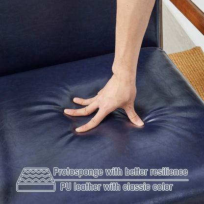 Glitzhome 30.75H Mid-Century Modern PU Leather Armchair Accent Chair with Pillow - 25.75W x 33.75D x 30.75H