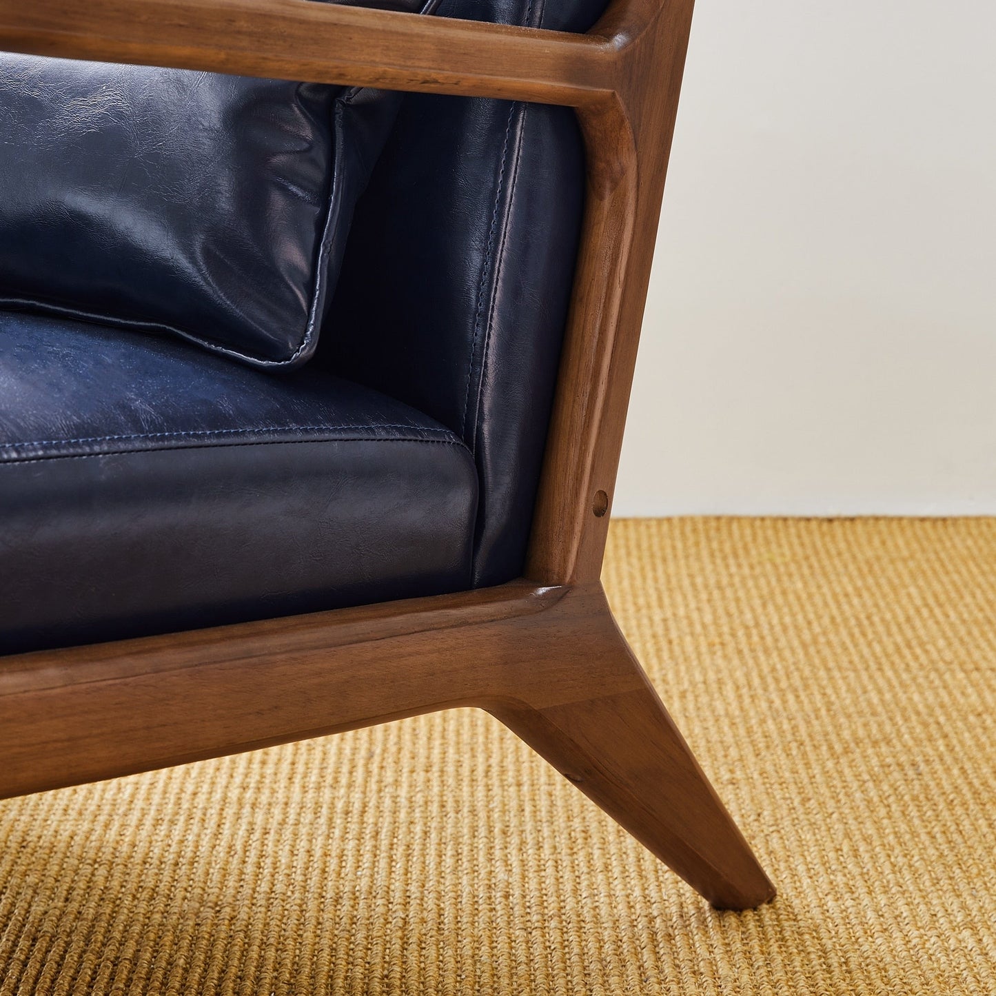 Glitzhome 30.75H Mid-Century Modern PU Leather Armchair Accent Chair with Pillow - 25.75W x 33.75D x 30.75H