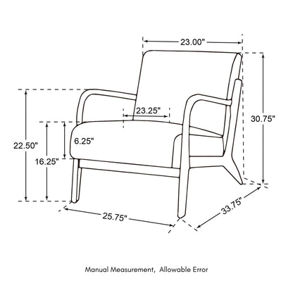 Glitzhome 30.75H Mid-Century Modern PU Leather Armchair Accent Chair with Pillow - 25.75W x 33.75D x 30.75H