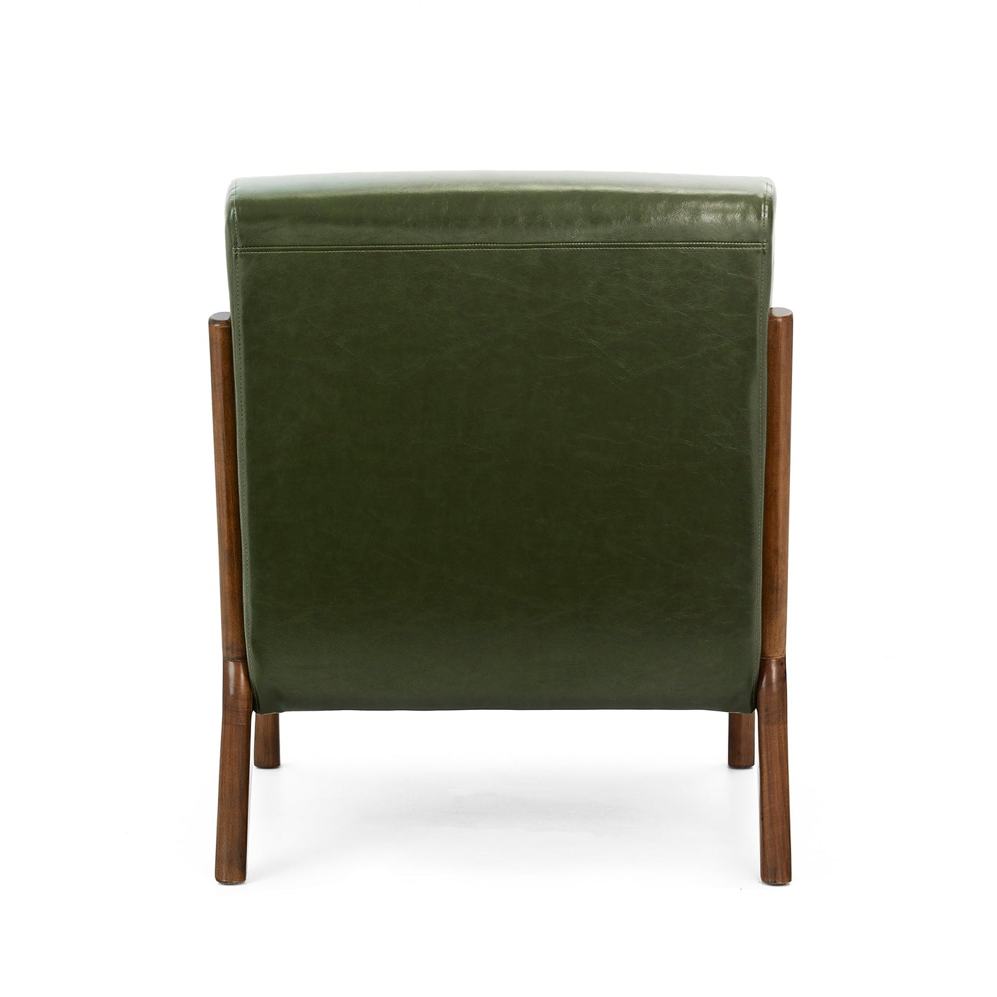 Glitzhome 30.75H Mid-Century Modern PU Leather Armchair Accent Chair with Pillow - 25.75W x 33.75D x 30.75H