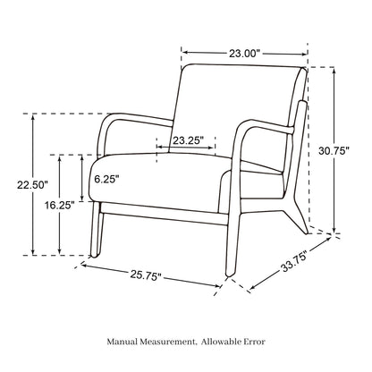 Glitzhome 30.75H Mid-Century Modern PU Leather Armchair Accent Chair with Pillow - 25.75W x 33.75D x 30.75H