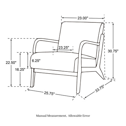 Glitzhome 30.75H Mid-Century Modern PU Leather Armchair Accent Chair with Pillow - 25.75W x 33.75D x 30.75H