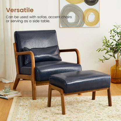Glitzhome 30.75H Mid-Century Modern PU Leather Armchair Accent Chair with Pillow - 25.75W x 33.75D x 30.75H