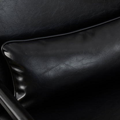 Glitzhome 30.75H Mid-Century Modern PU Leather Armchair Accent Chair with Pillow - 25.75W x 33.75D x 30.75H