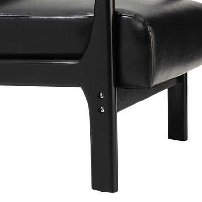Glitzhome 30.75H Mid-Century Modern PU Leather Armchair Accent Chair with Pillow - 25.75W x 33.75D x 30.75H