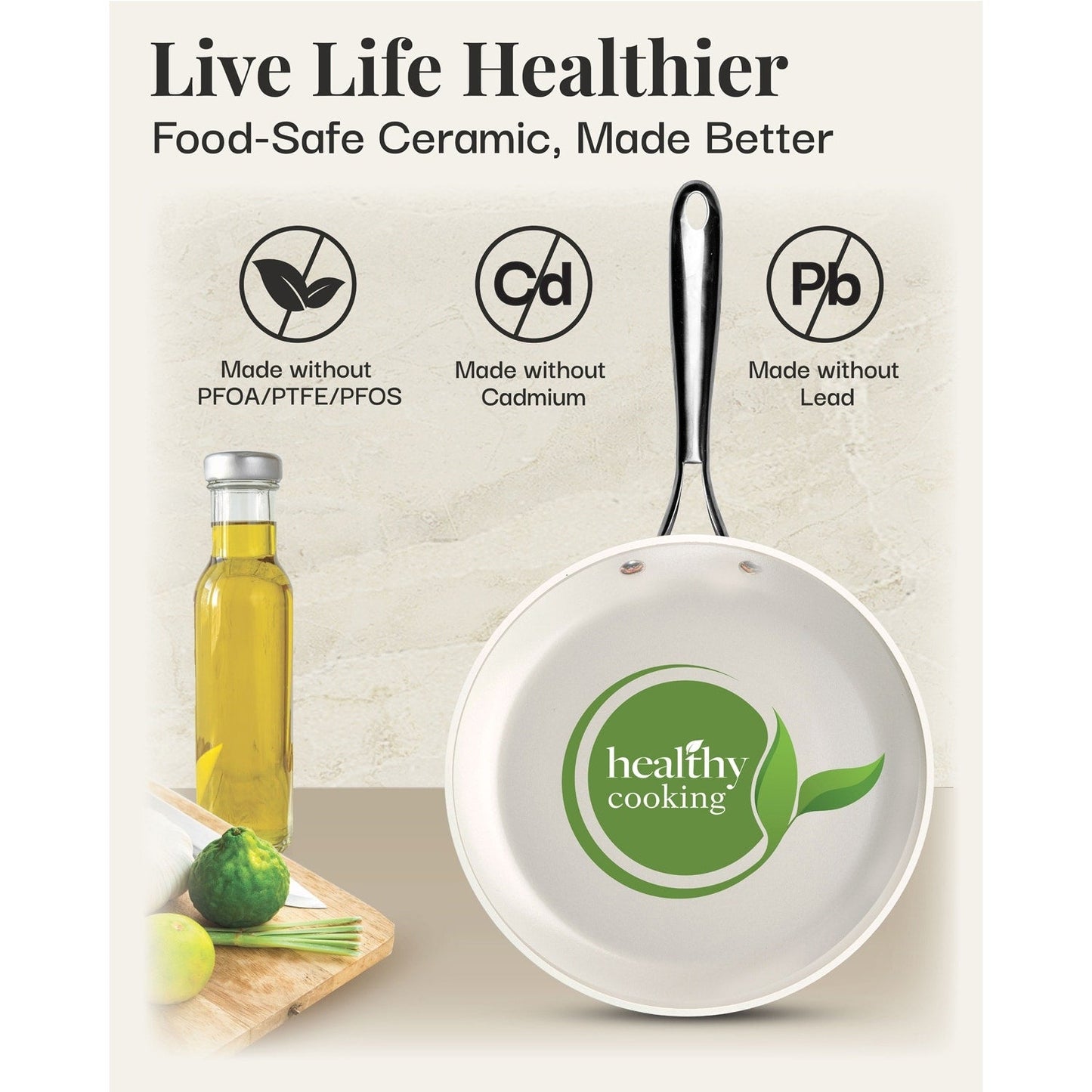 Gotham Steel Cream 12 Piece Pots and Pans Ultra Nonstick Ceramic Cookware Set with Stay Cool Handles