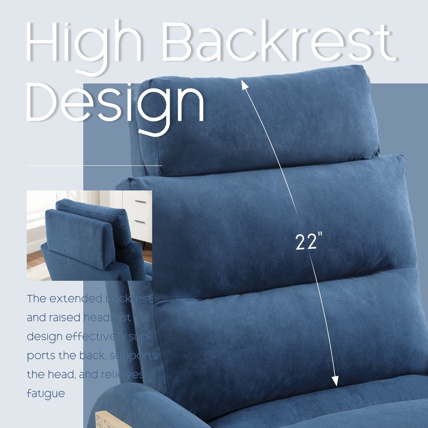 HOMYKA Accent Lounge Chair with Adjustable Backrest Storage Ottoman