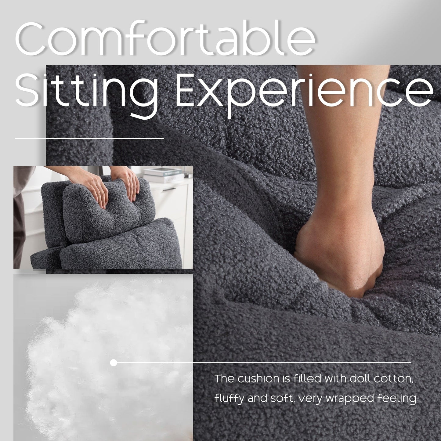 HOMYKA Accent Lounge Chair with Adjustable Backrest Storage Ottoman