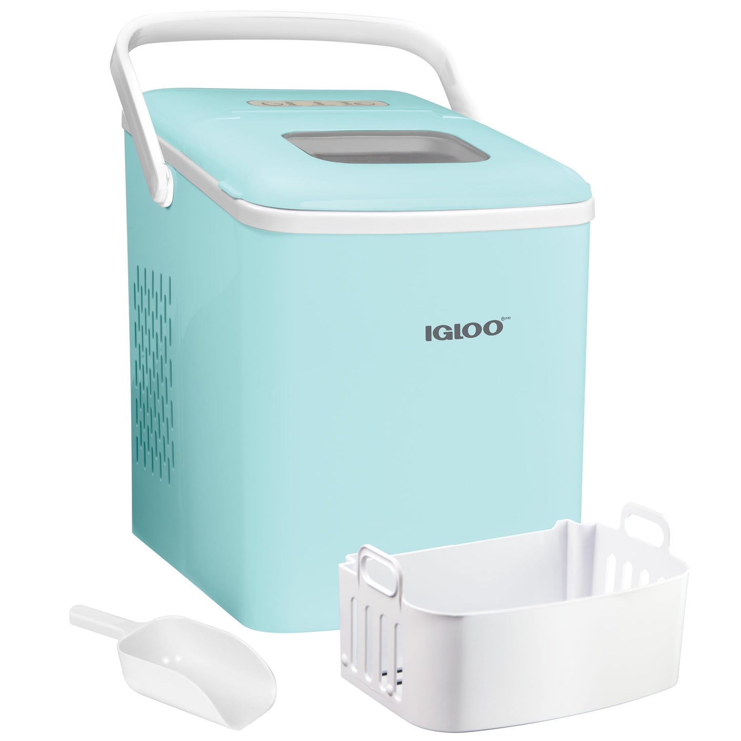 Igloo 26-Pound Automatic Self-Cleaning Portable Countertop Ice Maker Machine With Handle, Aqua