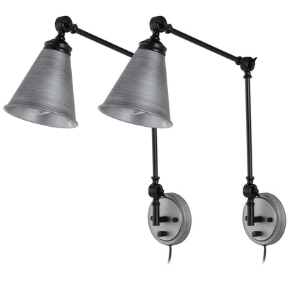 WINGBO Industrial Swing Arm Wall Sconce with Metal Shade,2-Pack...