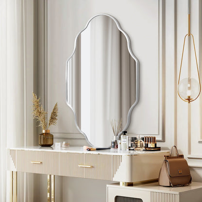 Scalloped Aluminum Alloy Framed Irregular Wall Mirror
