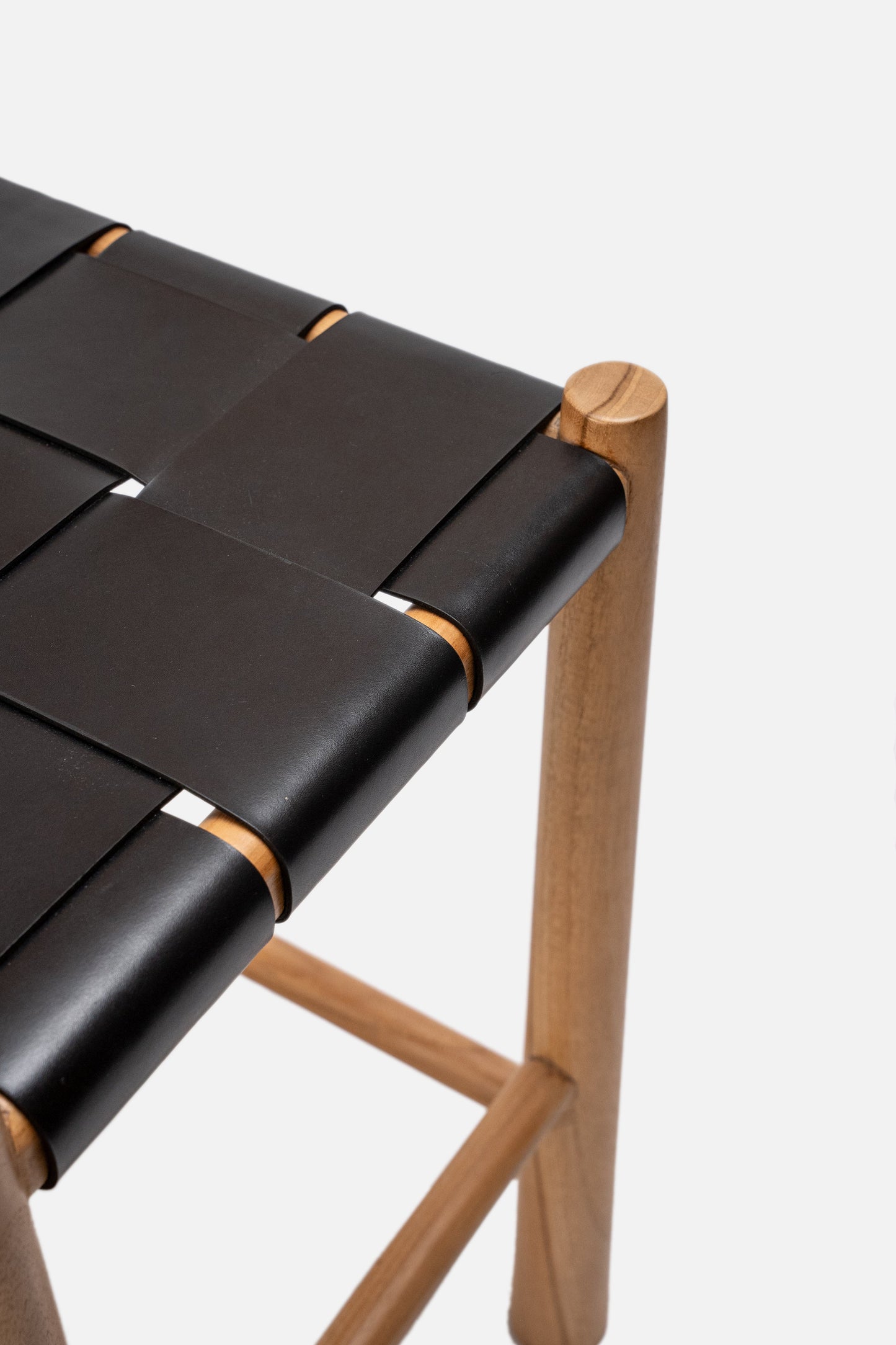 Tara Teak and Leather Backless Counter Stool