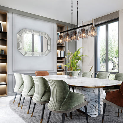 Kasy Modern 5-Light Linear Chandelier Textured Glass Kitchen Island Light Unique Design