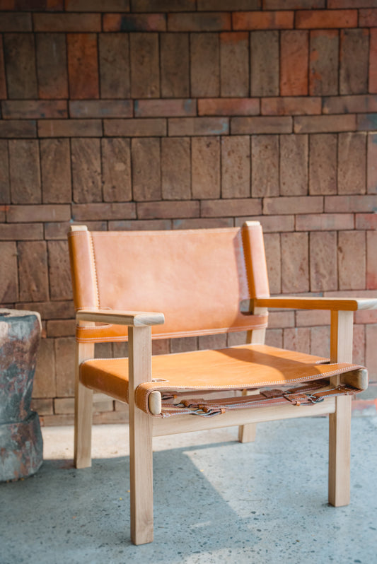 Larisa Teak and Leather Lounge Chair