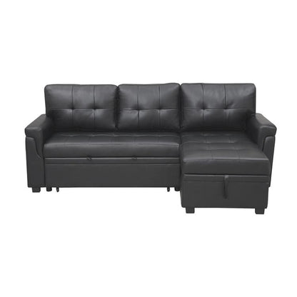 Convertible Reversible Sectional Sofa with Pull-Out Sleeper Bed, Hidden Storage Chaise, and Durable Legs