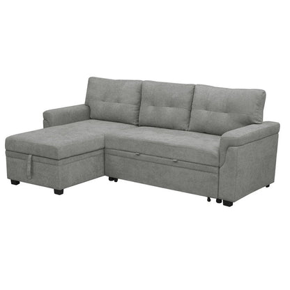 Convertible Reversible Sectional Sofa with Pull-Out Sleeper Bed, Hidden Storage Chaise, and Durable Legs