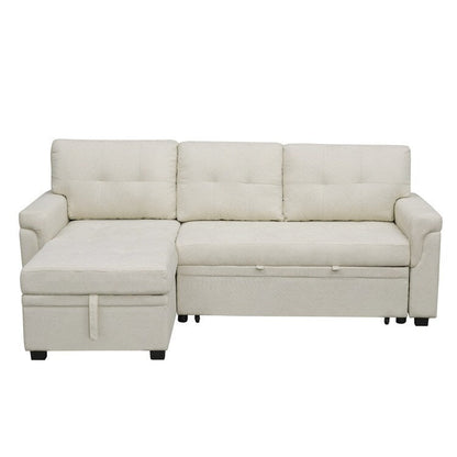 Convertible Reversible Sectional Sofa with Pull-Out Sleeper Bed, Hidden Storage Chaise, and Durable Legs