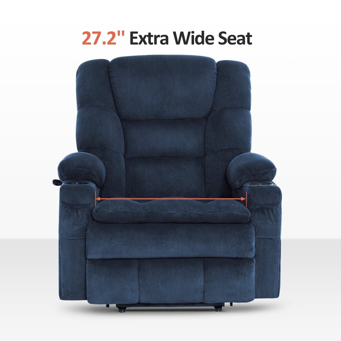 MCombo Large-Wide Dual Motor Power Lift Recliner with Massage and Dual Heating for Big and Tall Elderly, Fabric R7635