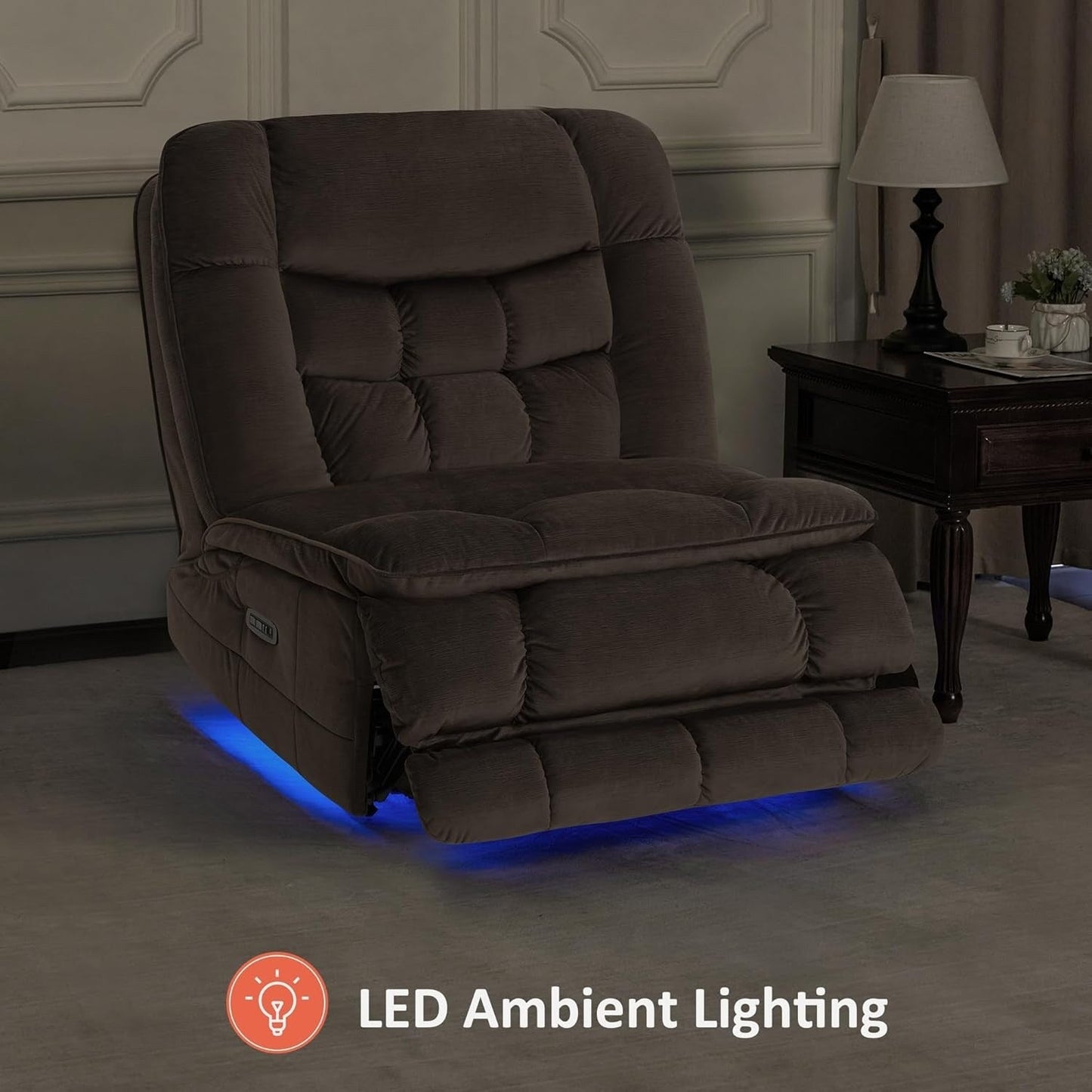 MCombo Oversized Dual Motor Armless Power Rocker Recliner Chair, Zeroarms Recliner Perfect for Living Room Fabric PR607