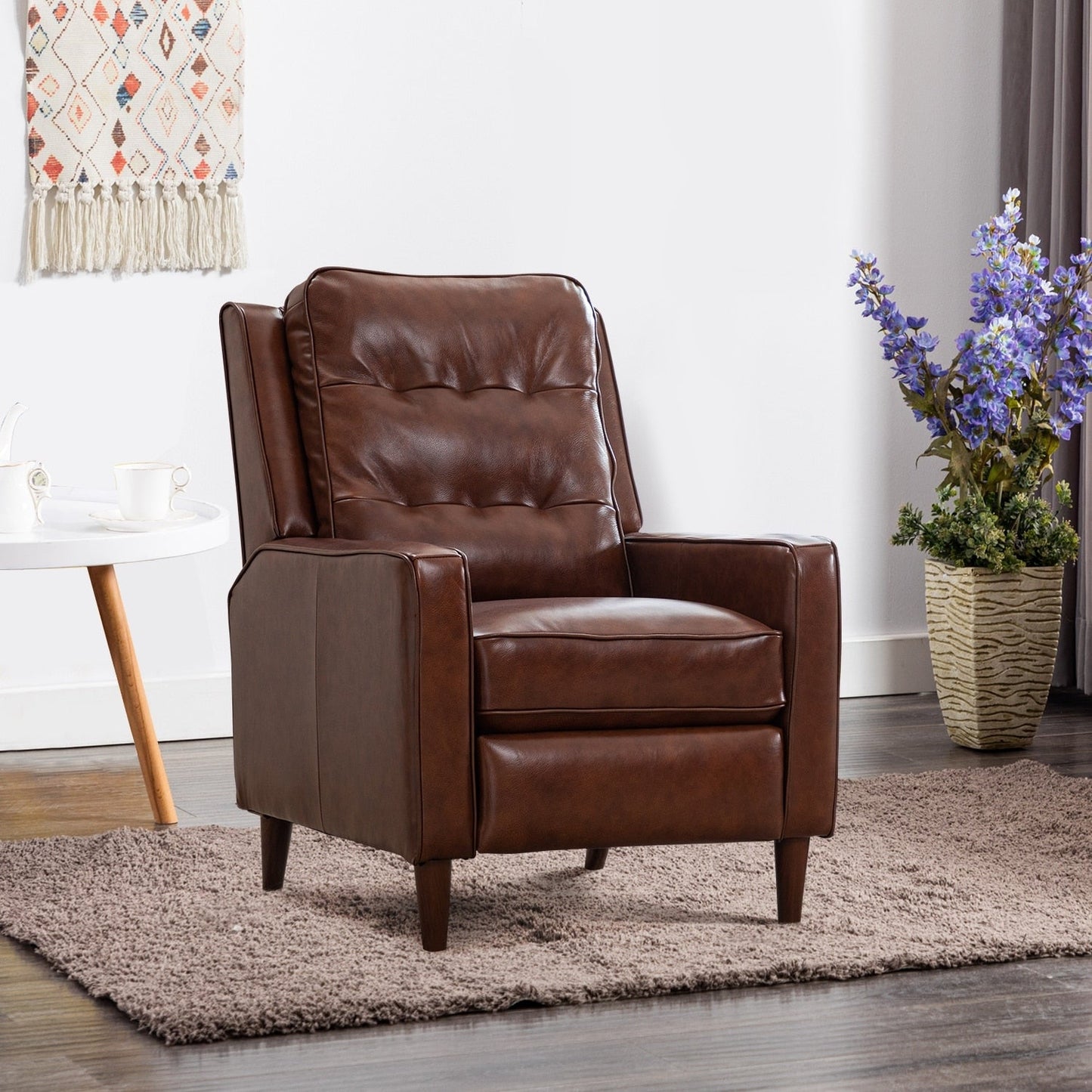 Pushback Recliner Chair, Fabric Armchair Push Back Recliner with Rivet Decoration, Single Sofa Accent Chair