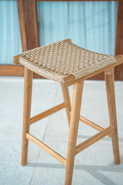 Milu Indoor Outdoor Backless Teak Counter Stool