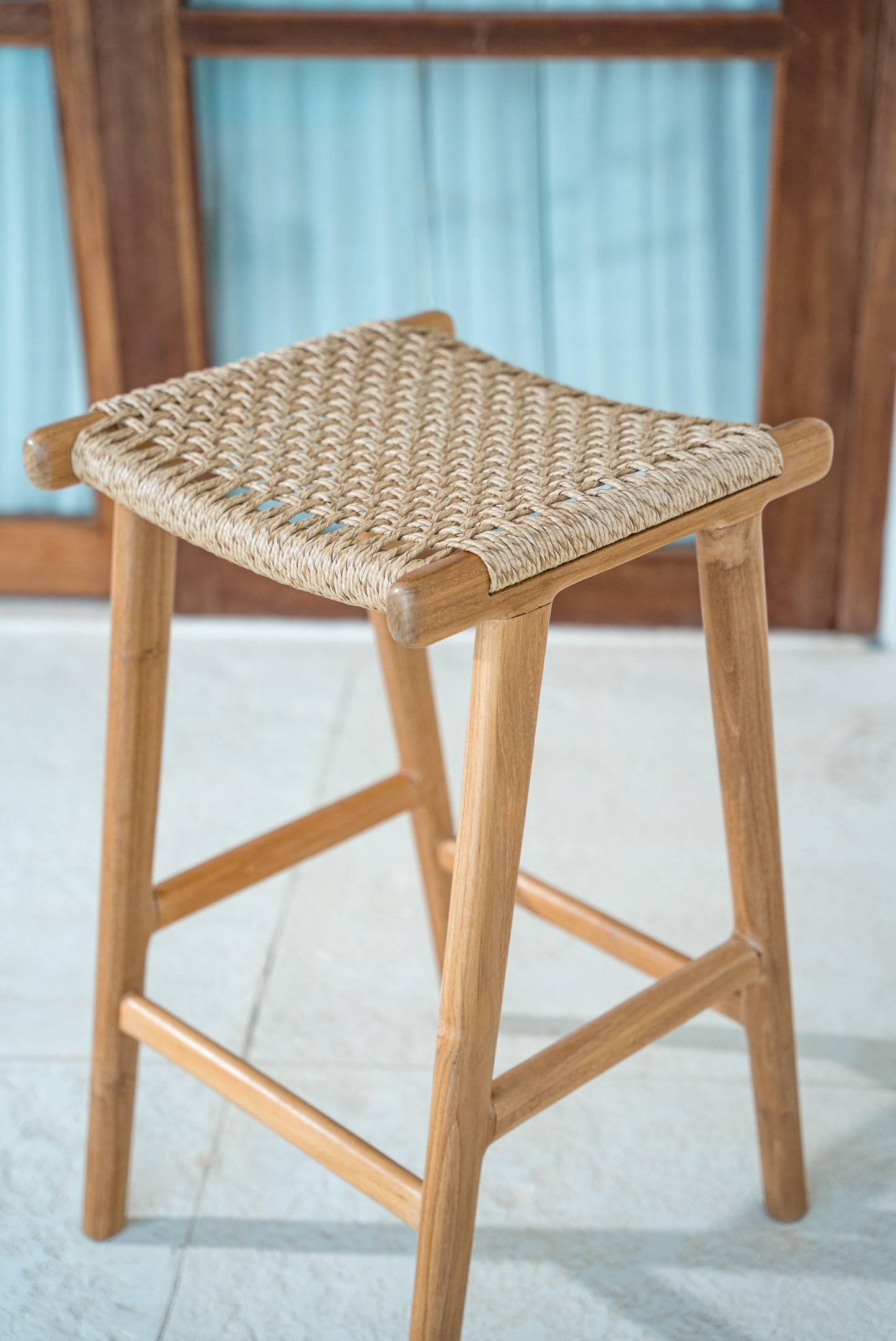 Milu Indoor Outdoor Backless Teak Counter Stool