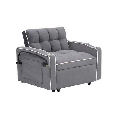 Modern 70.86 3 in 1 Single Convertible Sofa Bed with Adjustable Back and USB Charging Port for Living Room