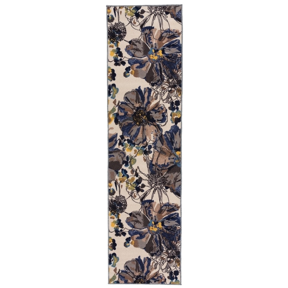 World Rug Gallery Modern Bright Flowers Non-Slip Area Rug Multi