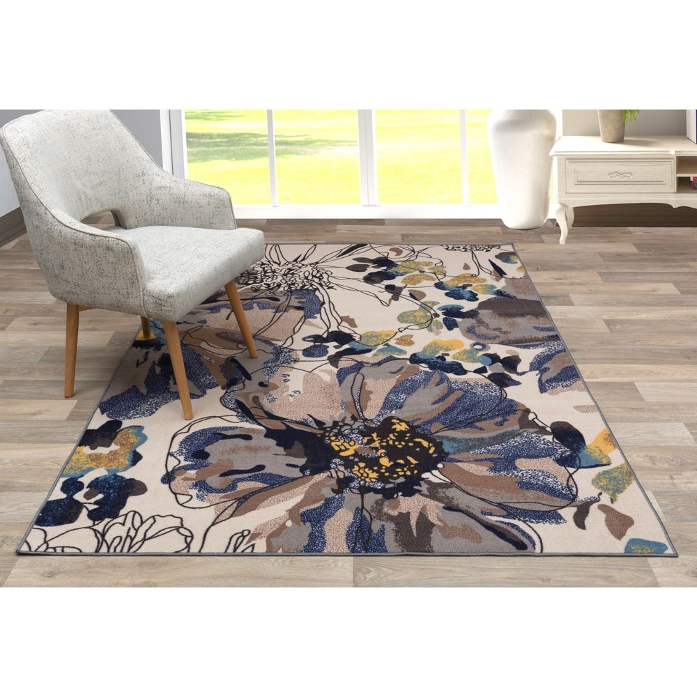 World Rug Gallery Modern Bright Flowers Non-Slip Area Rug Multi