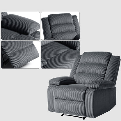 Modern Corduroy Manual Recliner Chair, Lounger Adjustable Recliners with Wide Armrest